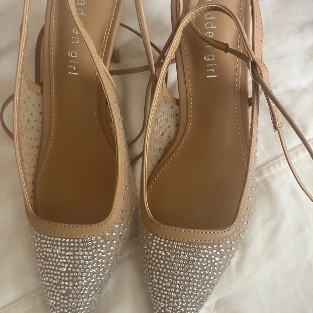Madden girl Tan and Silver rines Embellished Women's Shoes